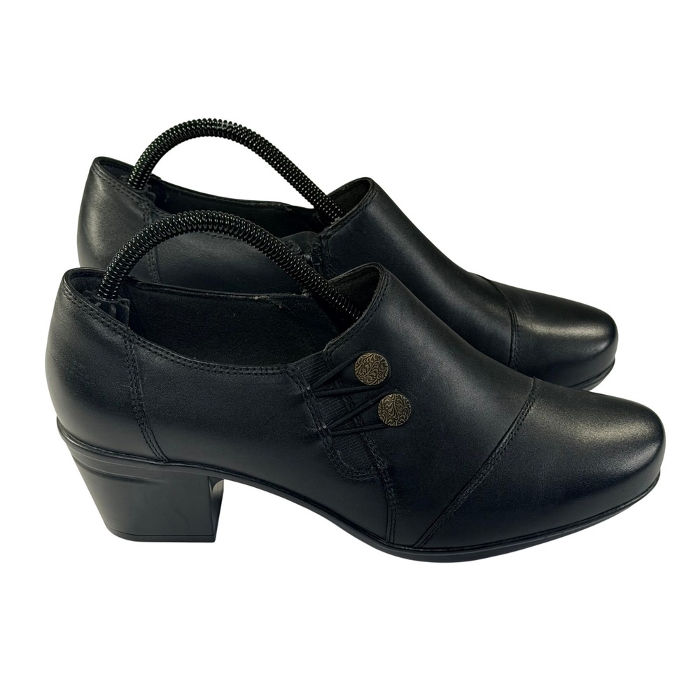 NEW Clarks Emslie Warren Loafer Womens 9.5W Black Leather Comfort Classic Bootie